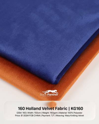 Imported 160 Holland Velvet Fabric KG160 | 44” & 58” Width | Upholstery & Home Décor in Surat